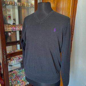 Polo Ralph Lauren Black V Neck Sweater Size L-XL